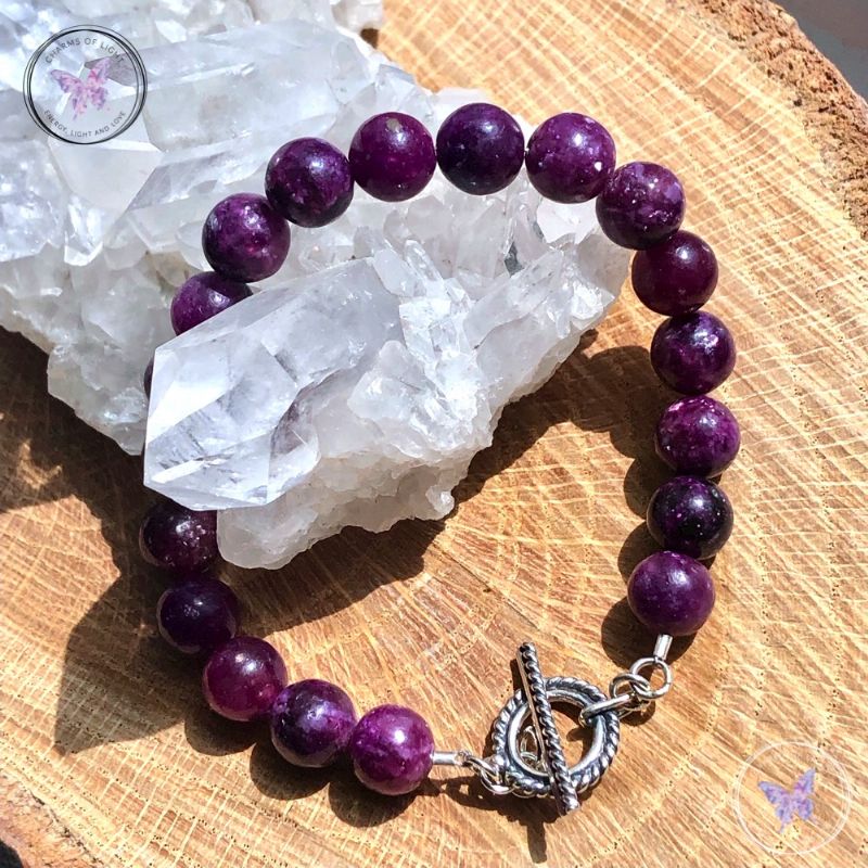 Lepidolite Healing Bracelet with Silver Toggle Clasp